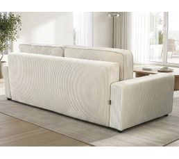 Canapé Convertible En Velours Côtelé "montaigne" -3 Places - Beige